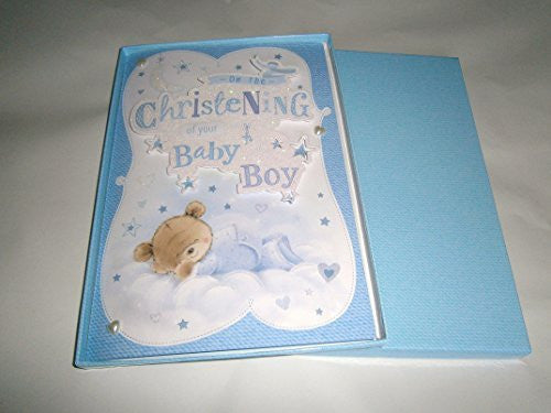 on your christening of your baby boy boxed card