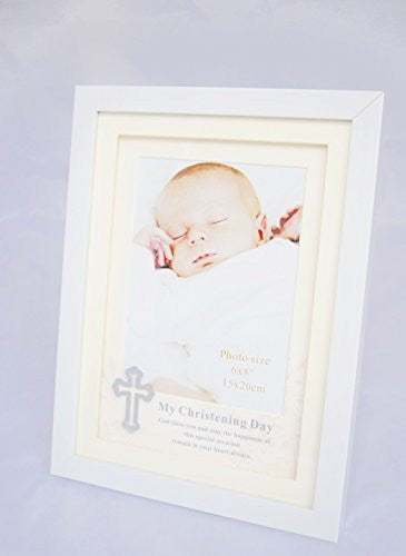 Christening Day Photo Frame Picture New Baby Baptism Cross Blessing Gift Present