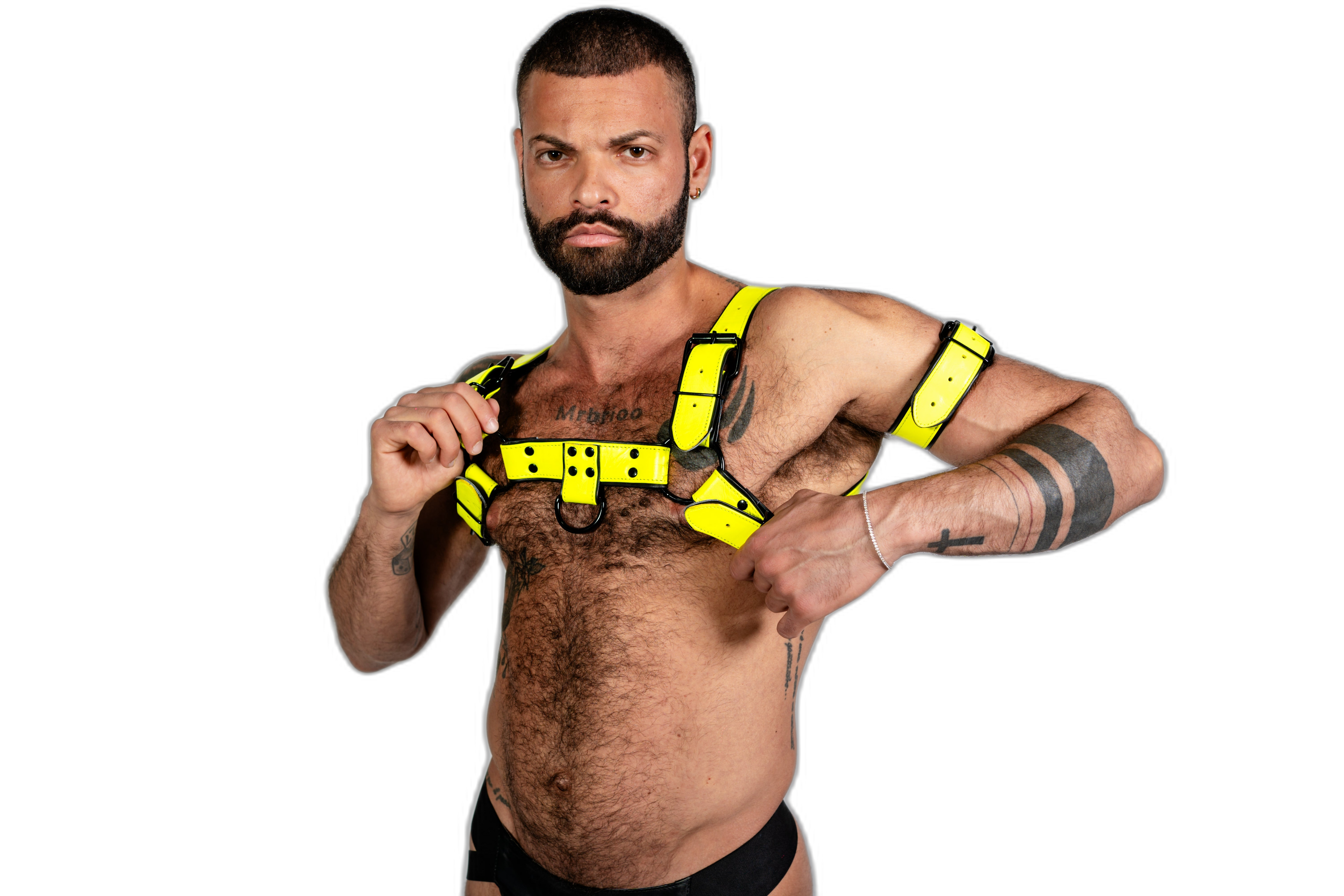 ruff GEAR Bold Leather Bulldog Harness Neon Yellow