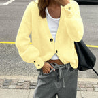 Fashionable Multi-color Sweater With Long Sleeves And Buttons For Women