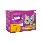 4 x Whiskas Cat 1+ Pouch Jelly Poultry Feast 12 Pack - 12X85Gm