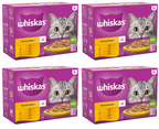 4 x Whiskas Cat 1+ Pouch Jelly Poultry Feast 12 Pack - 12X85Gm