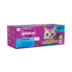 40 x Whiskas Cat 1+ Pouch Jelly Fish Favourites (85Gm)