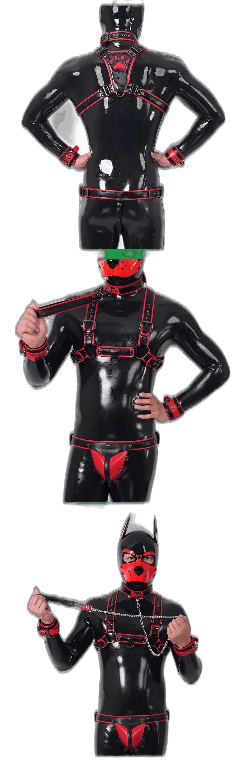 Furrjoi Harness, Cuff, Collar, Lead Underwear Bundle Red