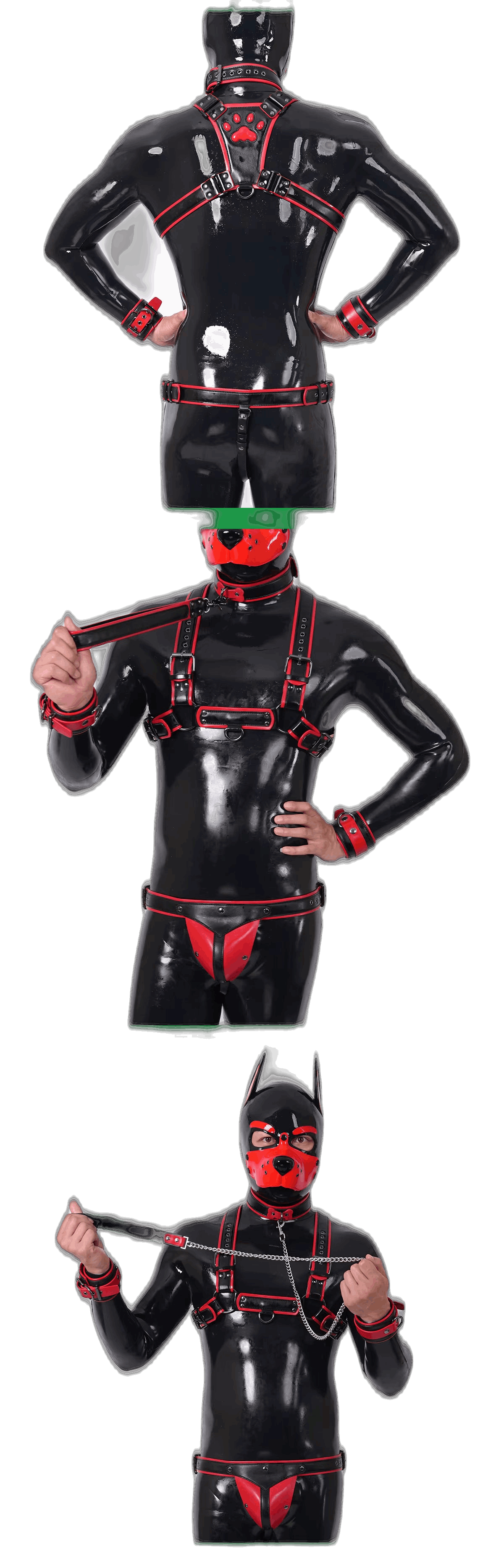 Furrjoi Harness, Cuff, Collar, Lead Underwear Bundle Red