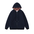 Street Plaid Cardigan Hoodie Loose-fitting Hooded Coat