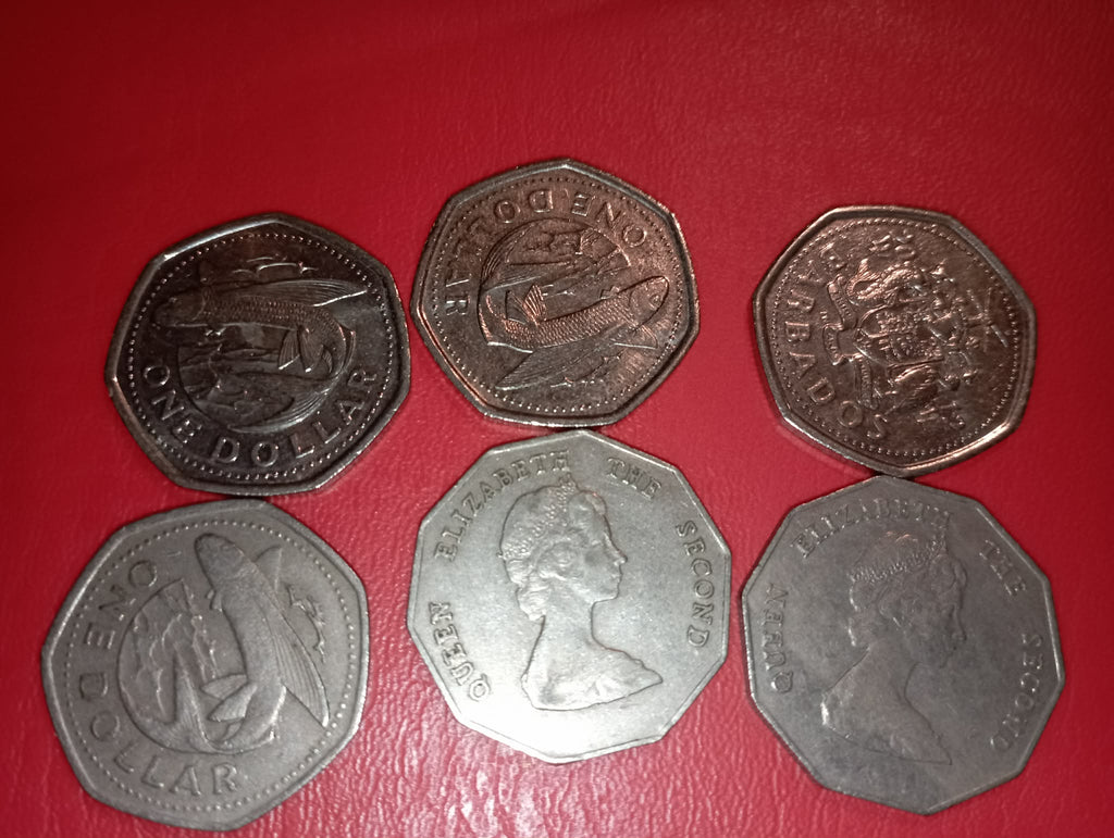 COIN : 6 DIFFERENT COINS - 4 BARBADOS & 2 EAST CARIBBEAN COINS