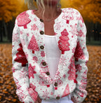 Women's Retro 3D Digital Print Cardigan Sweater Coat