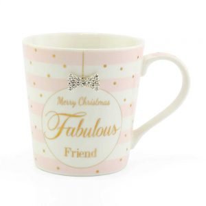 Mad Dots Merry Christmas Fabulous Friend Mug China Diamante Bow