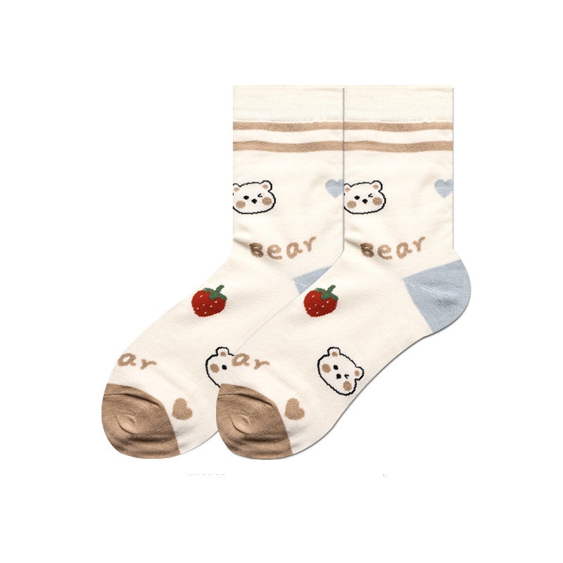 Socks Female Japanese Cute Cartoon Hand-painted  Stockings Korean Version