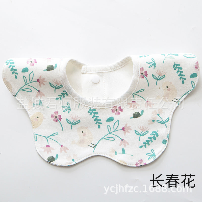 Pure Cotton 360° Rotatable Baby Bib - Petal-Shaped Drool Bib