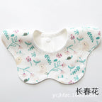 Pure Cotton 360° Rotatable Baby Bib - Petal-Shaped Drool Bib