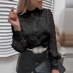 Wish Bestseller Arrival Solid Color Lace V-Neck Cardigan Women's Shirt