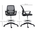 Vinsetto Ergonomic Mesh Back Drafting Chair, Tall Office Chair, Draughtsman Chair with Adjustable Height and Footrest 360\'c2\'b0 Swivel, Set of 5
