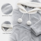 Daisy Dreamer Women's Plush Fleece Hooded Pyjama Set in Shimmer Grey Cosy Winter