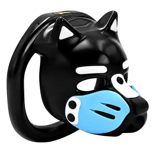 Pup Hood Chastity Cage Blue