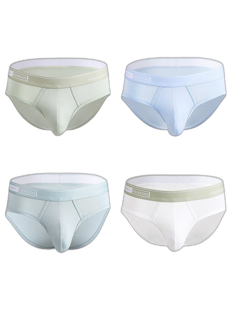 4 Pack Men's Modal Skin-Friendly Solid Color Mid-Rise Briefs