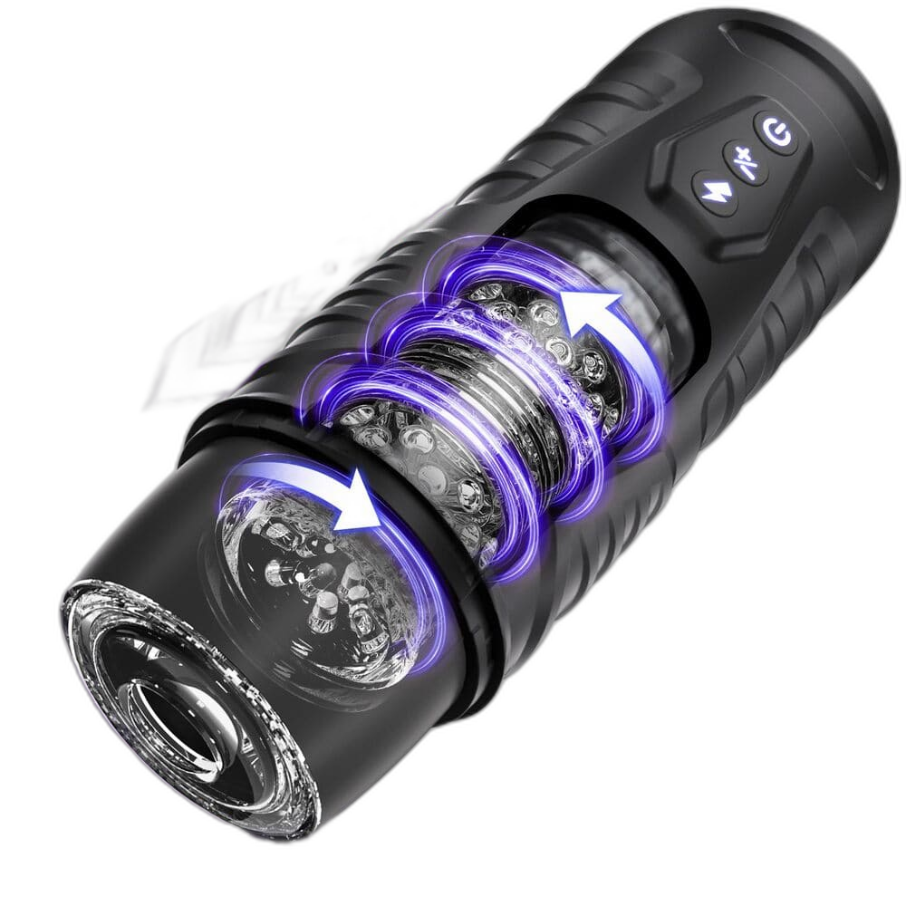 Black Warrior - Rotating Suction Masturbator - 3D Textured Sleeve