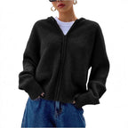 Loose Fitting Casual Cardigan Sweater With A Chunky Knit And Zipper