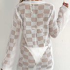 Women's European And American Woven Hollow-out Long-sleeved Blouse