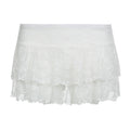 Stretchy Double-layer Lace Figure-flattering Dance Mini Skirt