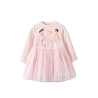 Cute Crew-neck Long-sleeve Dress Suitable For Toddlers