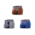 3 Pack Men's Breathable Divided Double Pouch Boxer Briefs
