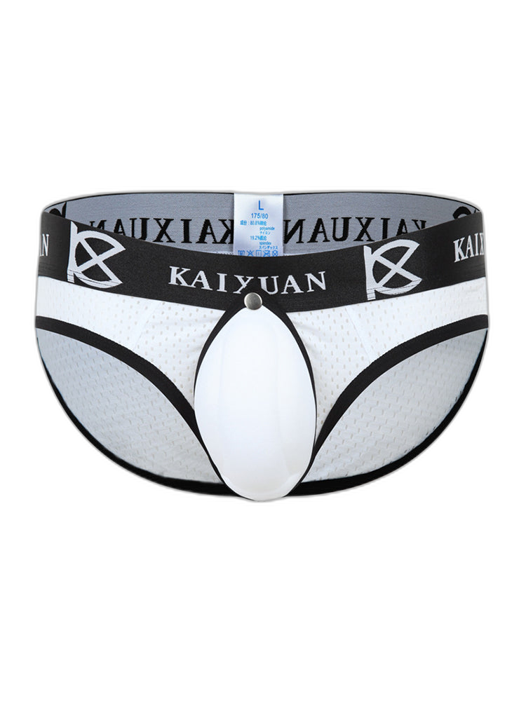 2 Pack Men's Sexy Mesh Front Opening Sponge Coaster Briefs