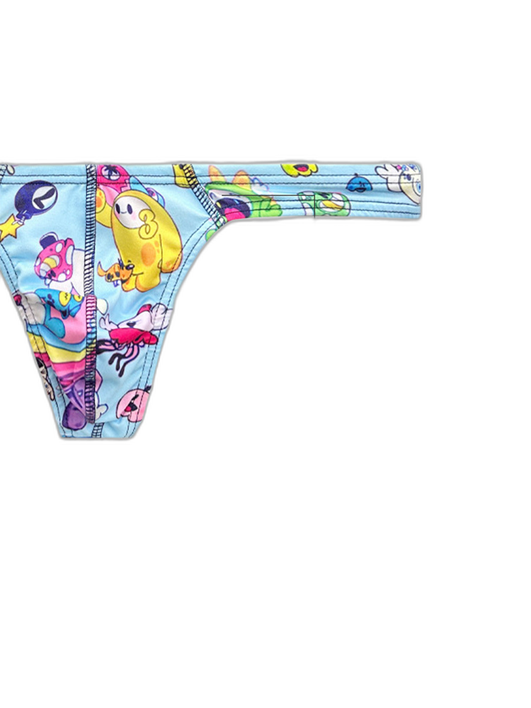 2 Pack Men's Low-Rise Sexy Print Thong