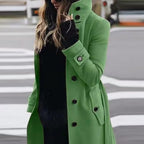 Women's Luxury Woolen Coat - Slim Fit Stand Collar Cardigan | Premium Winter Outerwear