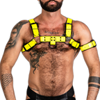 ruff GEAR Bold Leather Bulldog Harness Neon Yellow