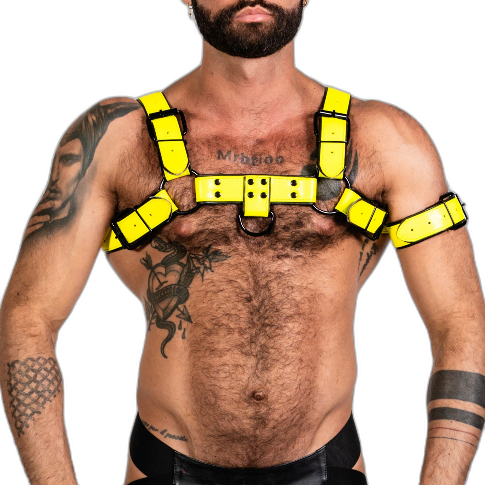 ruff GEAR Bold Leather Bulldog Harness Neon Yellow