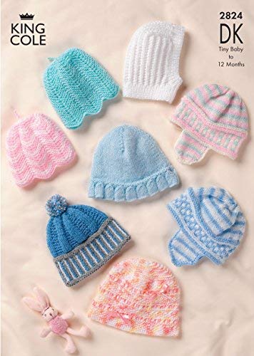King Cole 2824 Knitting Pattern Baby Hats in King Cole DK by King Cole