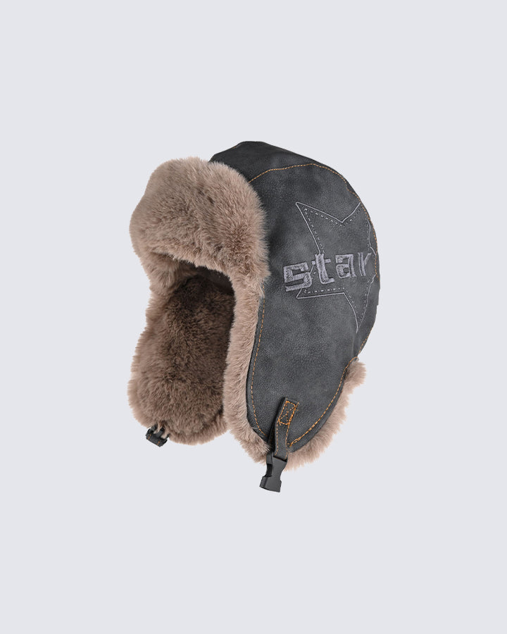 Vintage Leather Earflap Aviator Hat