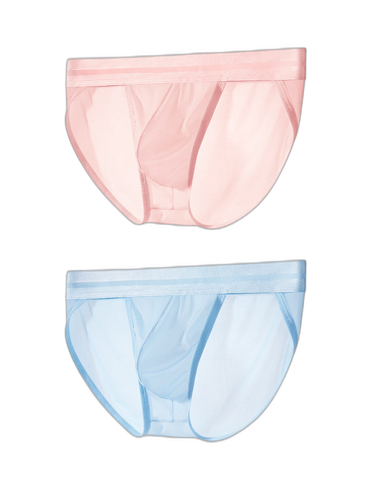 2 Pack Men's Ultra-Soft Ice Silk Quick-Dry Smooth Cooling Briefs