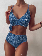 European Split Bikini Swimsuit - Raindrop Cross Design | Women's Two Piece