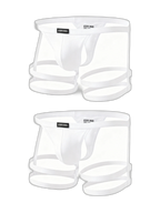 2 Pack Men's Low-Rise Sexy Thong with U-Pouch and Fixed Thigh Straps