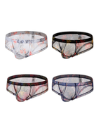4-pack Men's Lace Print Sheer Mesh Bohemian Boxer Briefs