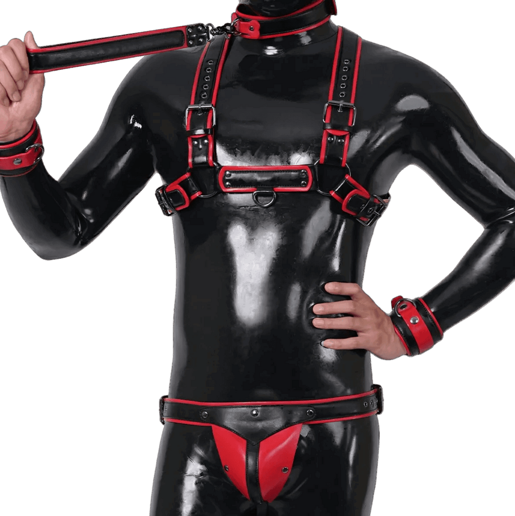 Furrjoi Harness, Cuff, Collar, Lead Underwear Bundle Red