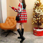 Versatile Loose Round-neck Red Christmas Sweater Women