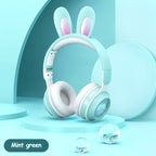LED Rabbit Ear Wireless Headphones - RGB Light Up Bluetooth 5.0 Headset for Kids & Teens