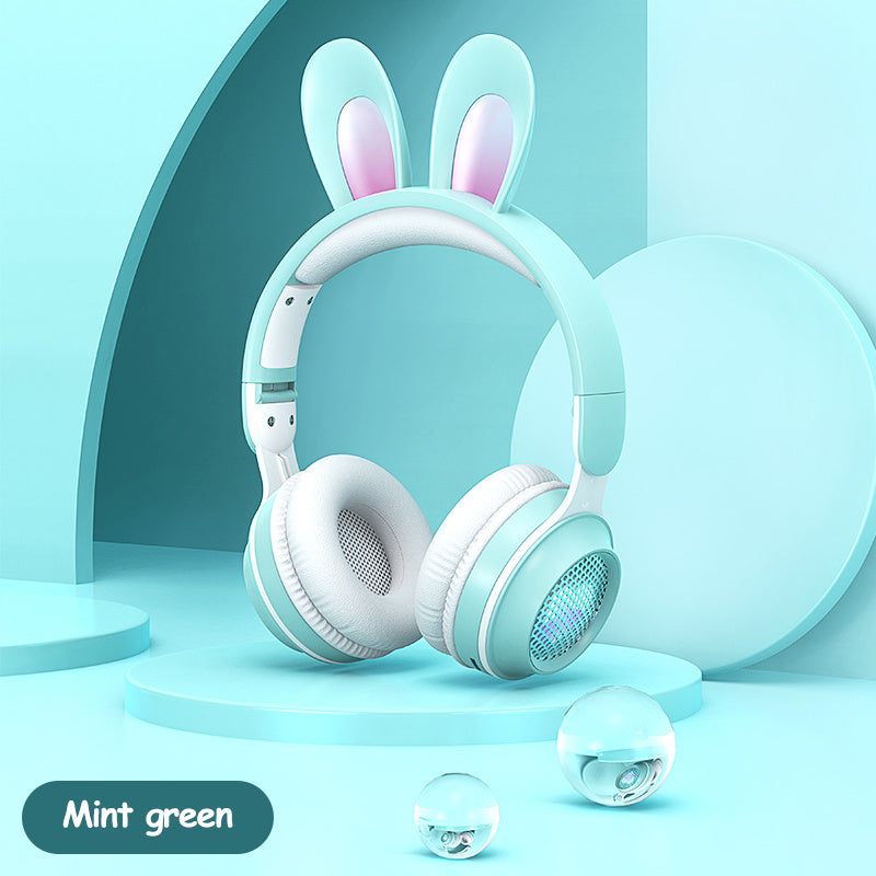 LED Rabbit Ear Wireless Headphones - RGB Light Up Bluetooth 5.0 Headset for Kids & Teens