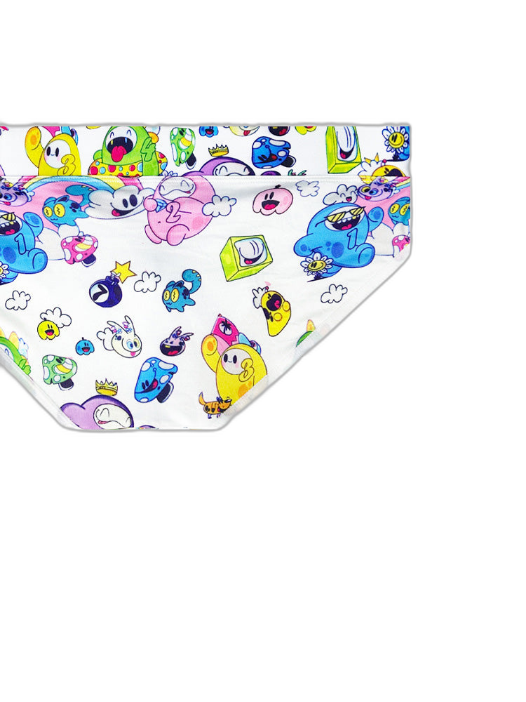 2 Pack Men's Playful Cartoon No-Tag Comfortable and Breathable Briefs