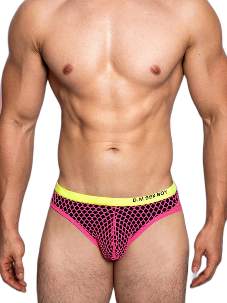 3 Pack Men's Low-Waist Sexy Big Mesh Breathable Transparent Sports Briefs