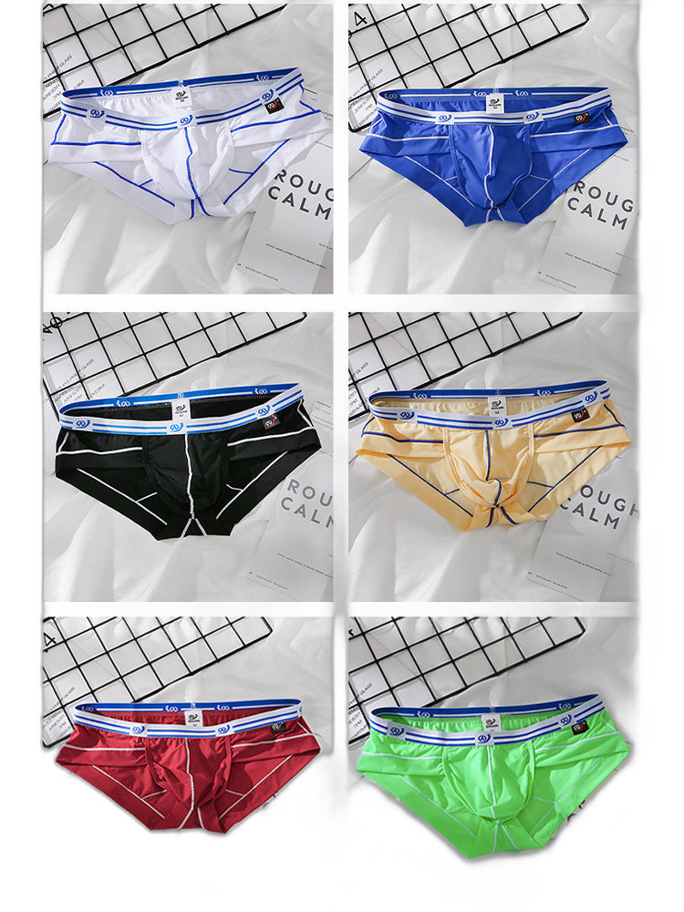 3 Pack Sexy Fashion Ice Silk Solid Color Men's Briefs