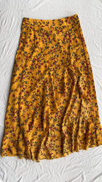 Printed Ruffled Side Slit Skirt
