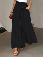 Polka Dot Print Trousers Fashion Loose Elastic Waist Wide-leg Pants Women's Clothing