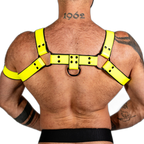 ruff GEAR Bold Leather Bulldog Harness Neon Yellow