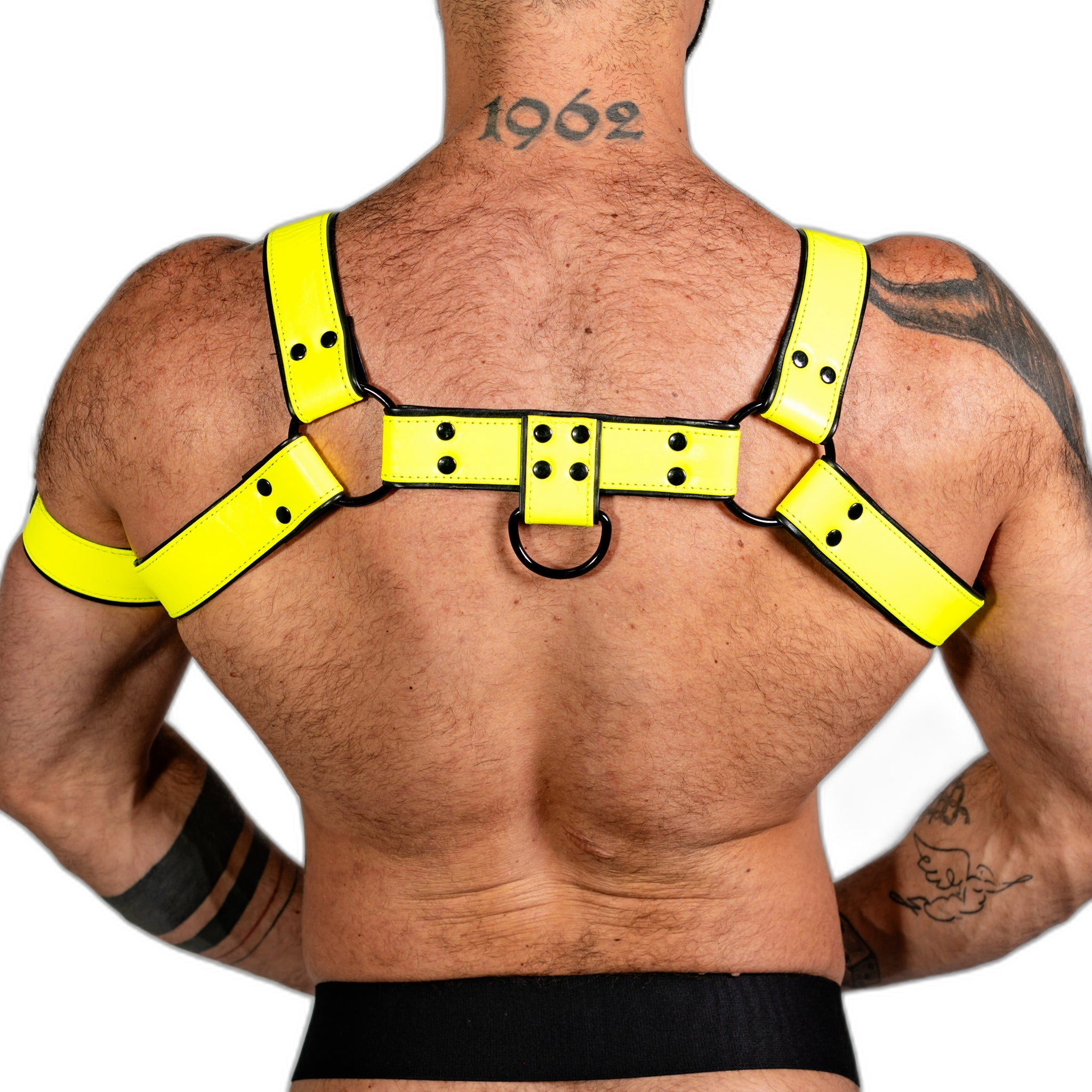 ruff GEAR Bold Leather Bulldog Harness Neon Yellow