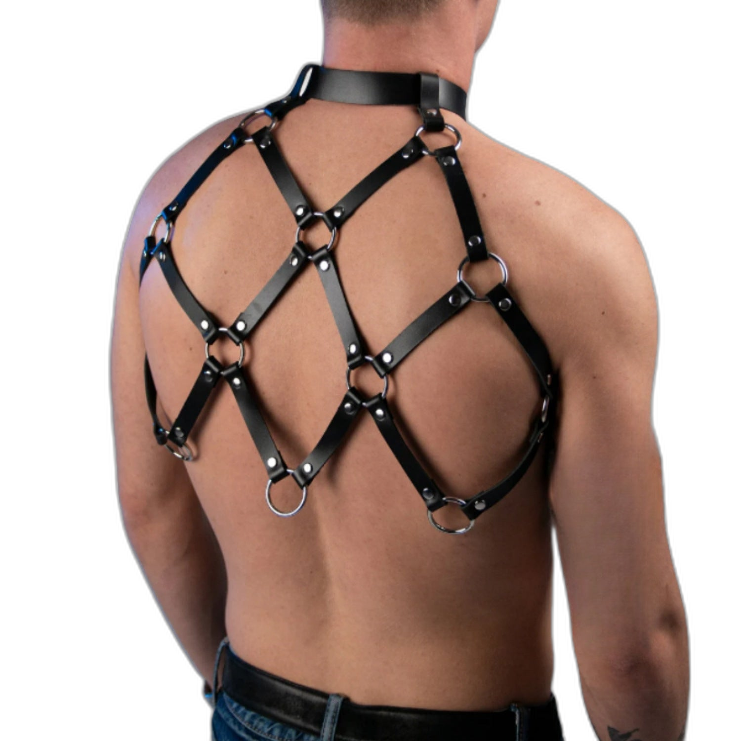 Reversible Leather Grid Lattice Harness